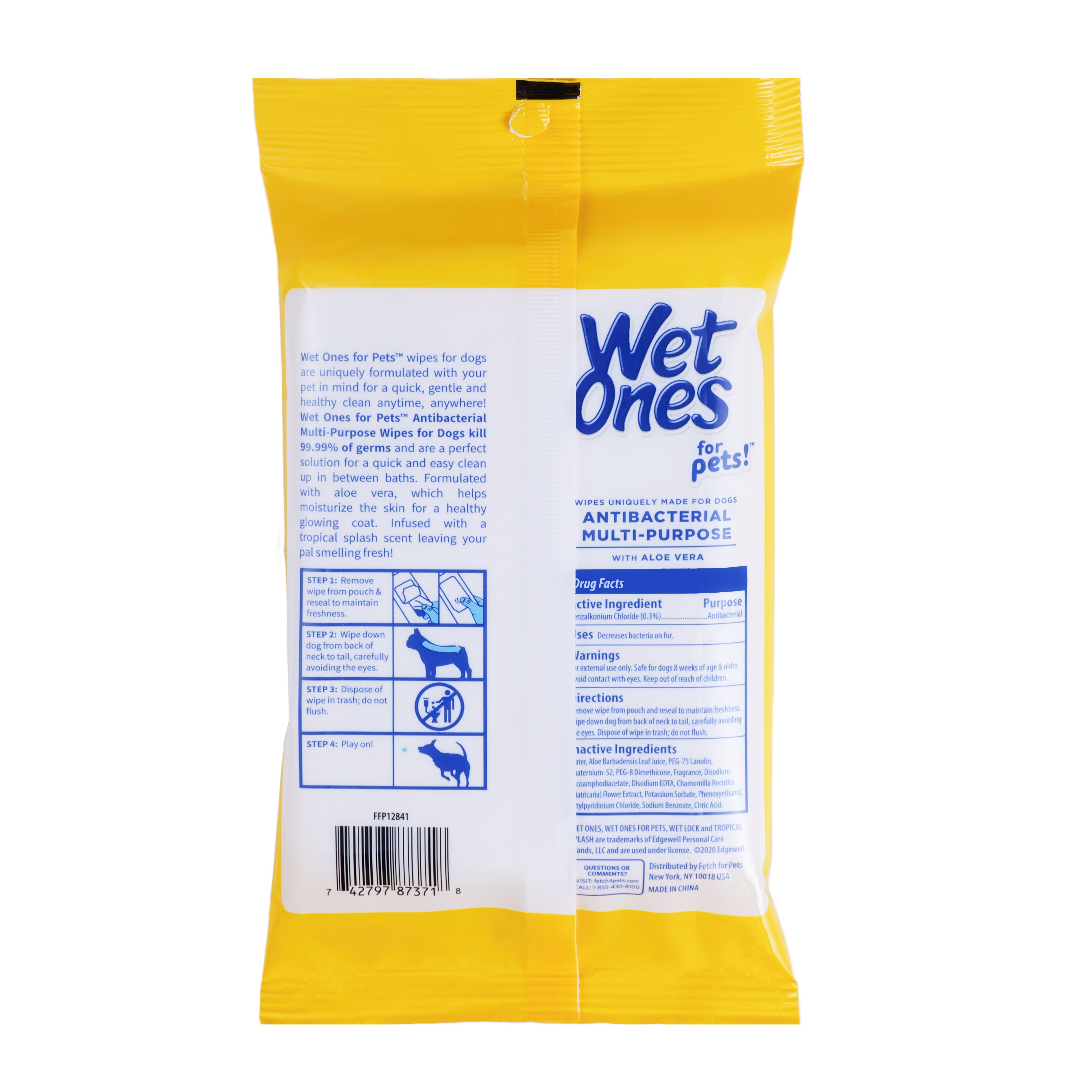 Wet Ones for Pets Antibacterial MultiPurpose Dog Wipes With Aloe Vera